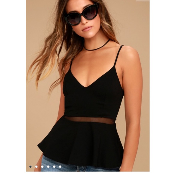 Nwt! Lulu's black mesh peplum. Size S - Picture 2 of 4